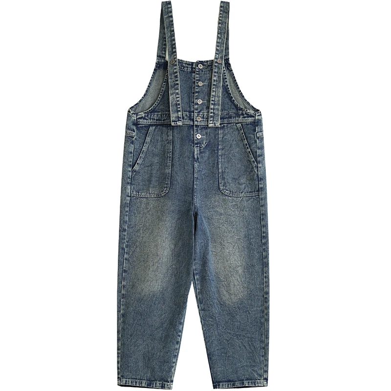 Monos vaqueros de pierna ancha de cintura alta para mujer, novedad de primavera y verano, pantalones vaqueros holgados de corte recto, pantalones generales con sensación de diseño