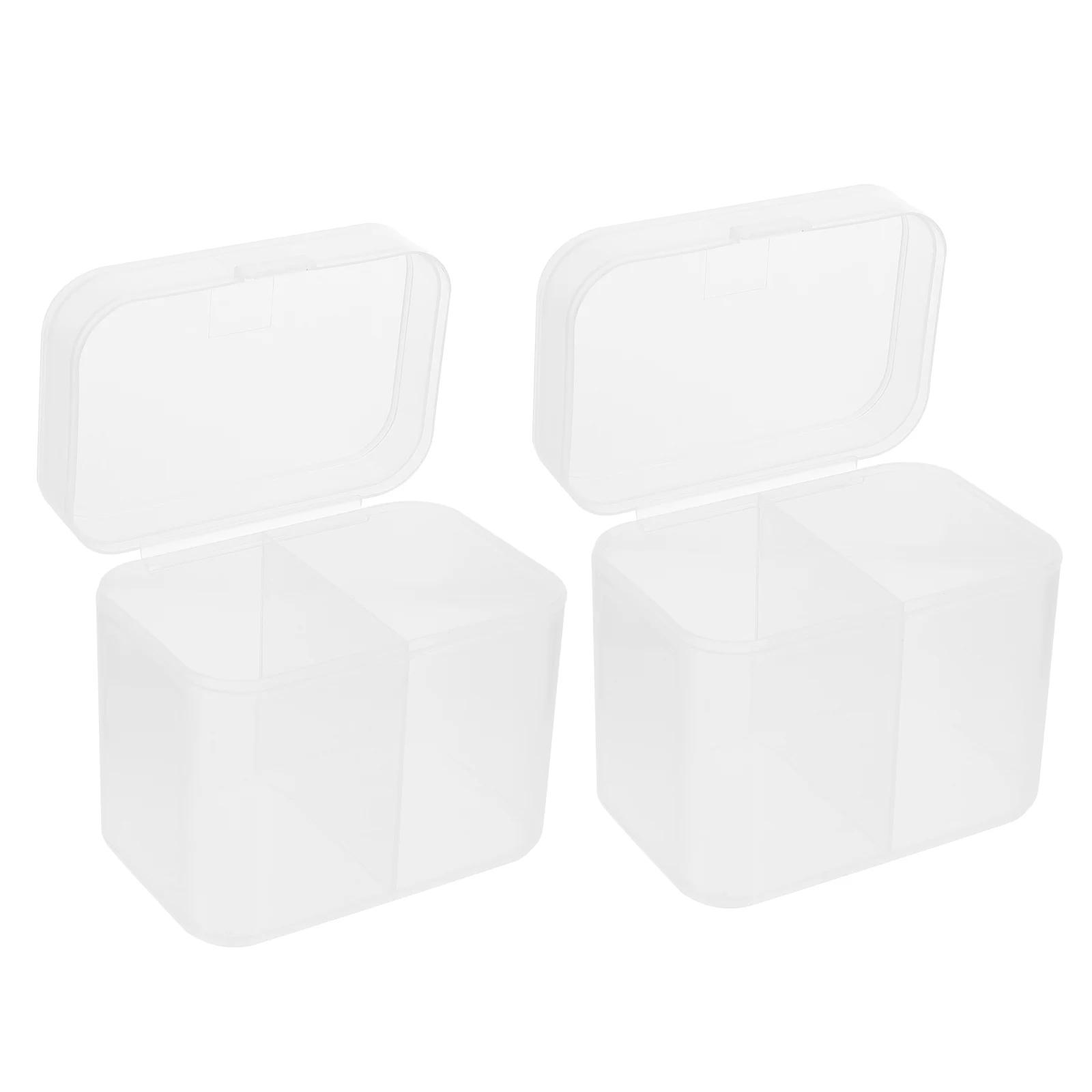 

2pcs Cotton Pads Storage Box ABS Material Transparent Design Easy Find Small Accessories DIY Jewelry Tools Holder Desktop Long