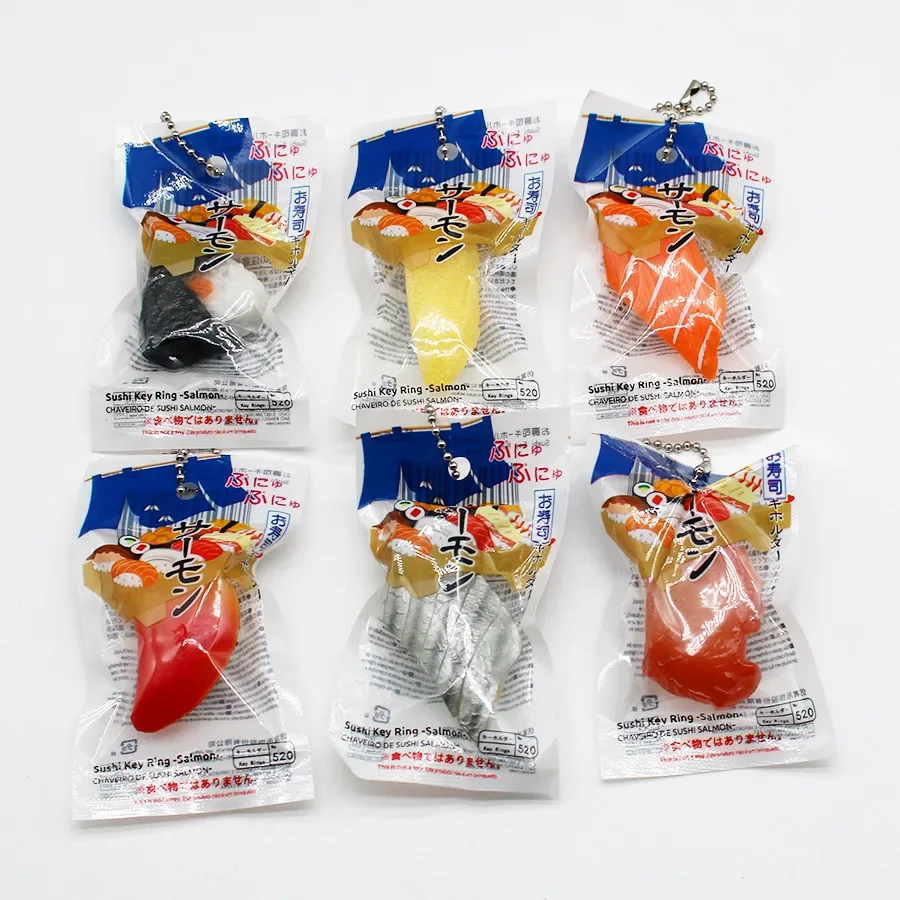 Cute Gashapon Candy Toy Figure Anime Miniature Simulated Japanese Cuisine Sushi Salmon Food Keychain Bag Model Capsule Toys