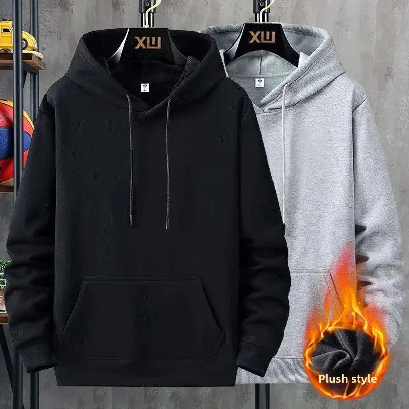 سويت شيرت رجالي بغطاء للرأس مبطن بالصوف وفضفاض مناسب بنمط رياضي ملابس خارجية غير رسمية مثالية للخريف والشتاء #2