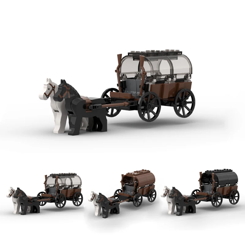 Medieval Carriage MOC Building Blocks Western Vintage Chariot Transport Carriage Model Children's Toys for Boys Christmas gifts