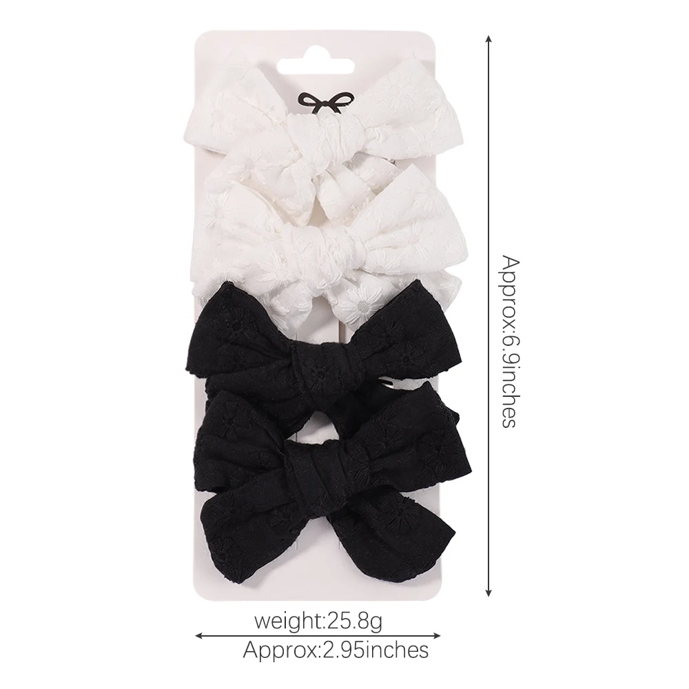 4Pcs/Set Printing Bows Hair Clip For Kids Girls Floral Embroidery Bowknot Spring Summer New Hairpins Headwear Hair Accessories