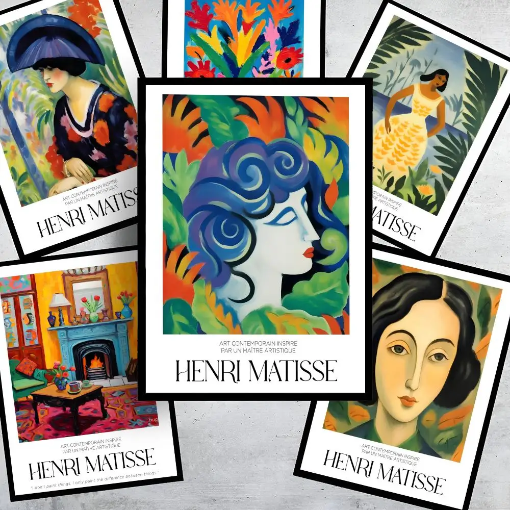 

H-Henri M-Matisse Aesthetic Poster HD Art Stickers Self-Adhesive Painting Home Decor for Bedroom Living Room Wall Decals Gift
