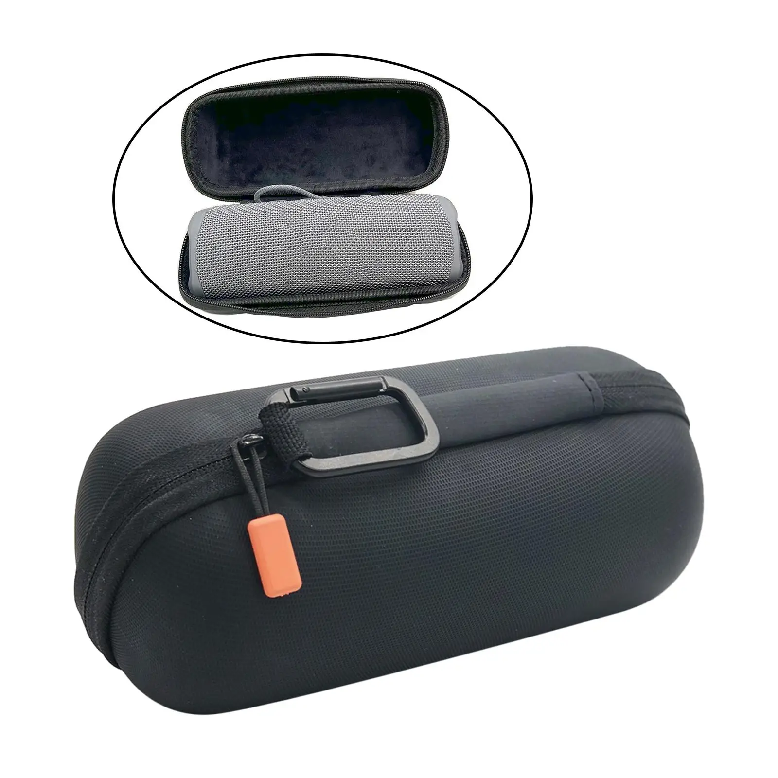 Zippered Hard Travel Case, Shock Anti Scratch W/Carabiner Storage Bag for Speaker