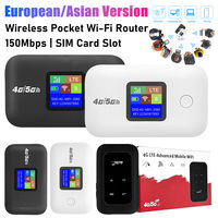 European/Asian Version Portable 4G LTE WiFi Modem With SIM Card Slot 150Mbps Pocket Wi-Fi Router 3000mAh/2100m Wireless Routers