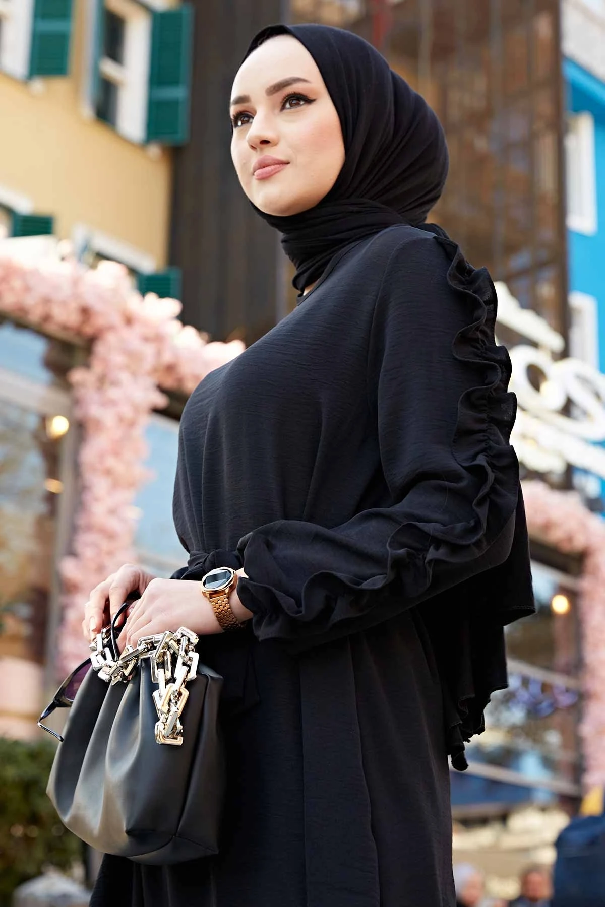 Women Frilled Dual Suit Kombin Bottom Top Muslim dress hijab Muslim üstleri women suit 2021 abayas abaya