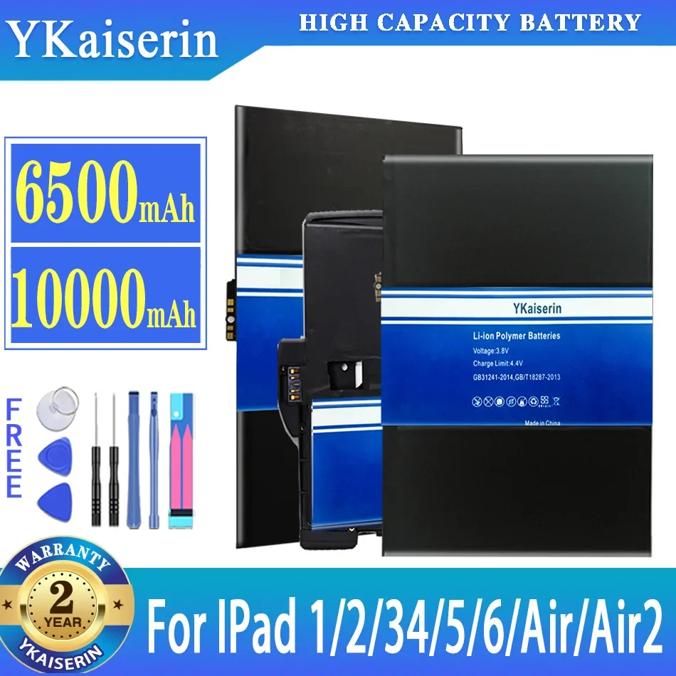 

Аккумулятор ykaisin для IPad 1 2 3 4 5 6 Air 2 Air2, батарея для IPad1 Ipad2 Ipad3 Ipad4 Ipad5 Ipad6 A1566 A1571 A1474 A1376 A1219