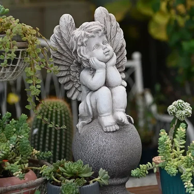 Outdoor Garden Custom Classical fiberglass angel garden statue  Concrete Sculpture Mold Silicone For Garden