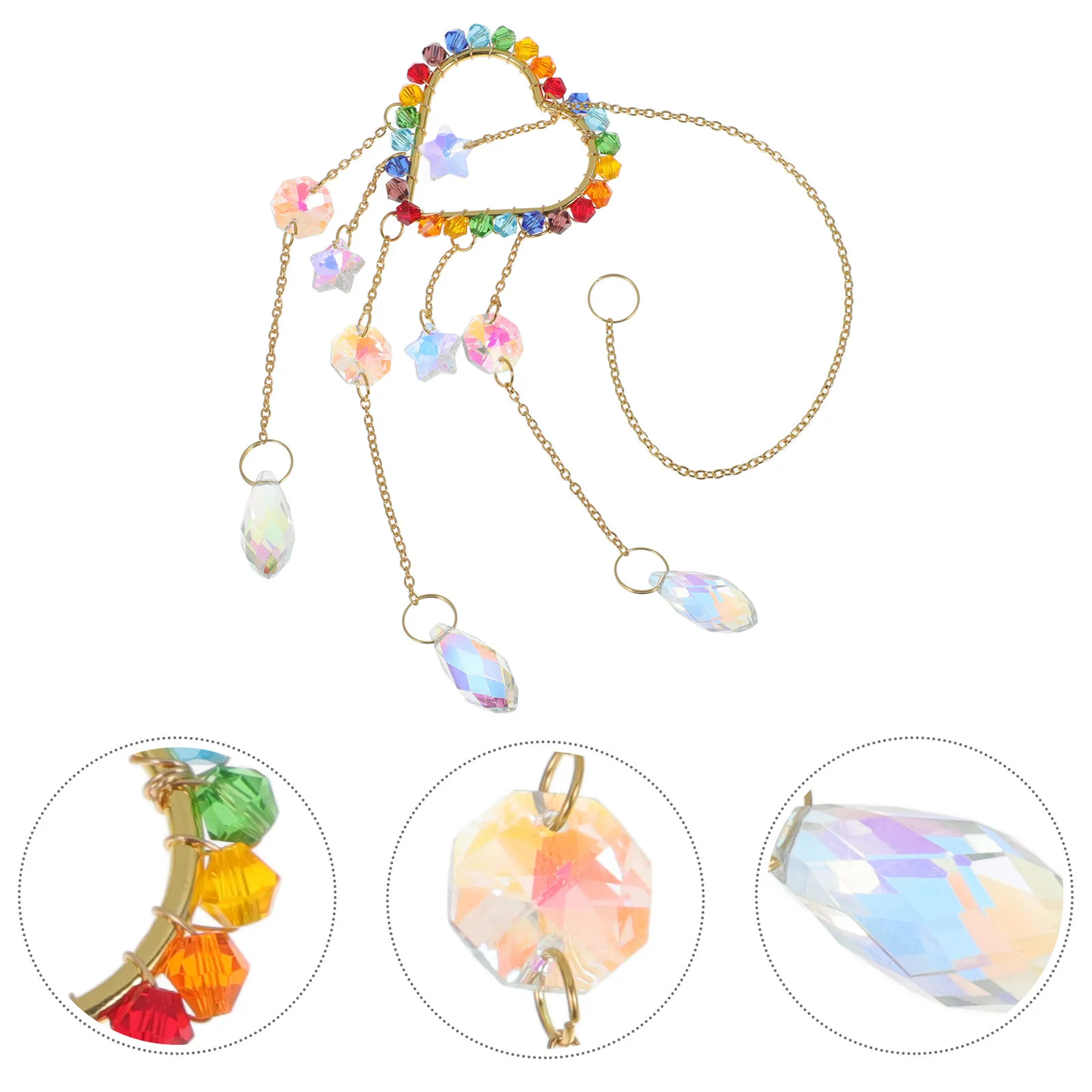 

Crystal Sun Catcher Multicolor Heart-Shaped Prism Hanging Decor For Car Window Garden Indoor Outdoor Wedding Memorial