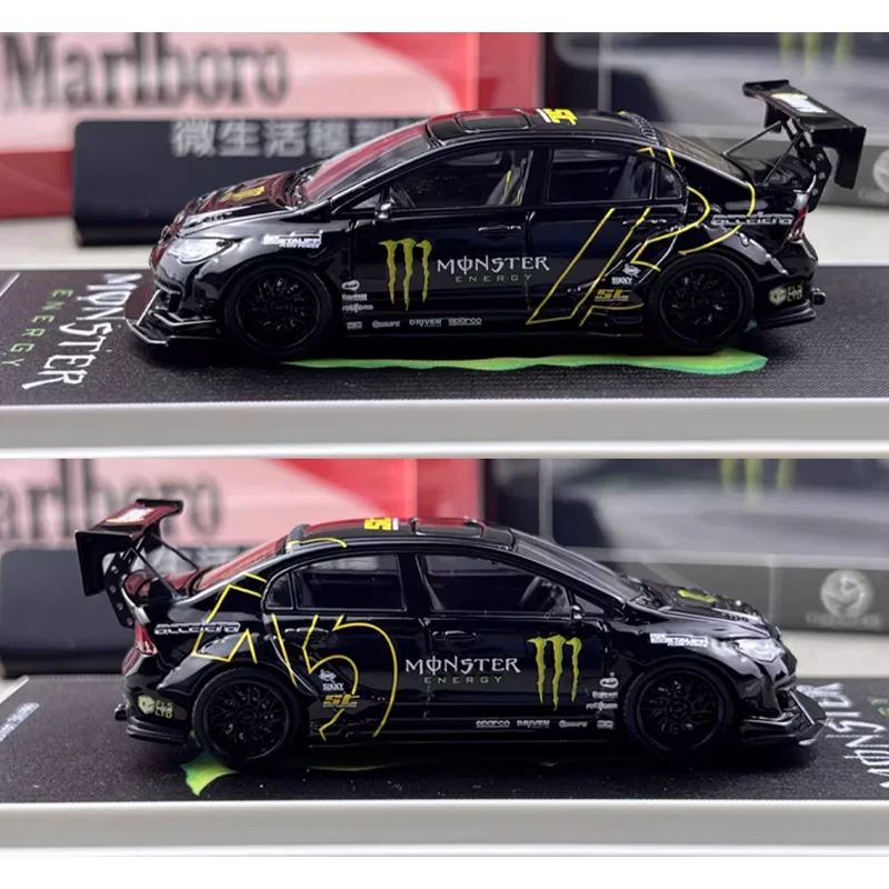 TM 1/64 Honda Civic Marlboro ช้อนโลหะผสมของเล่นมอเตอร์โลหะ Diecast รุ่นของขวัญ