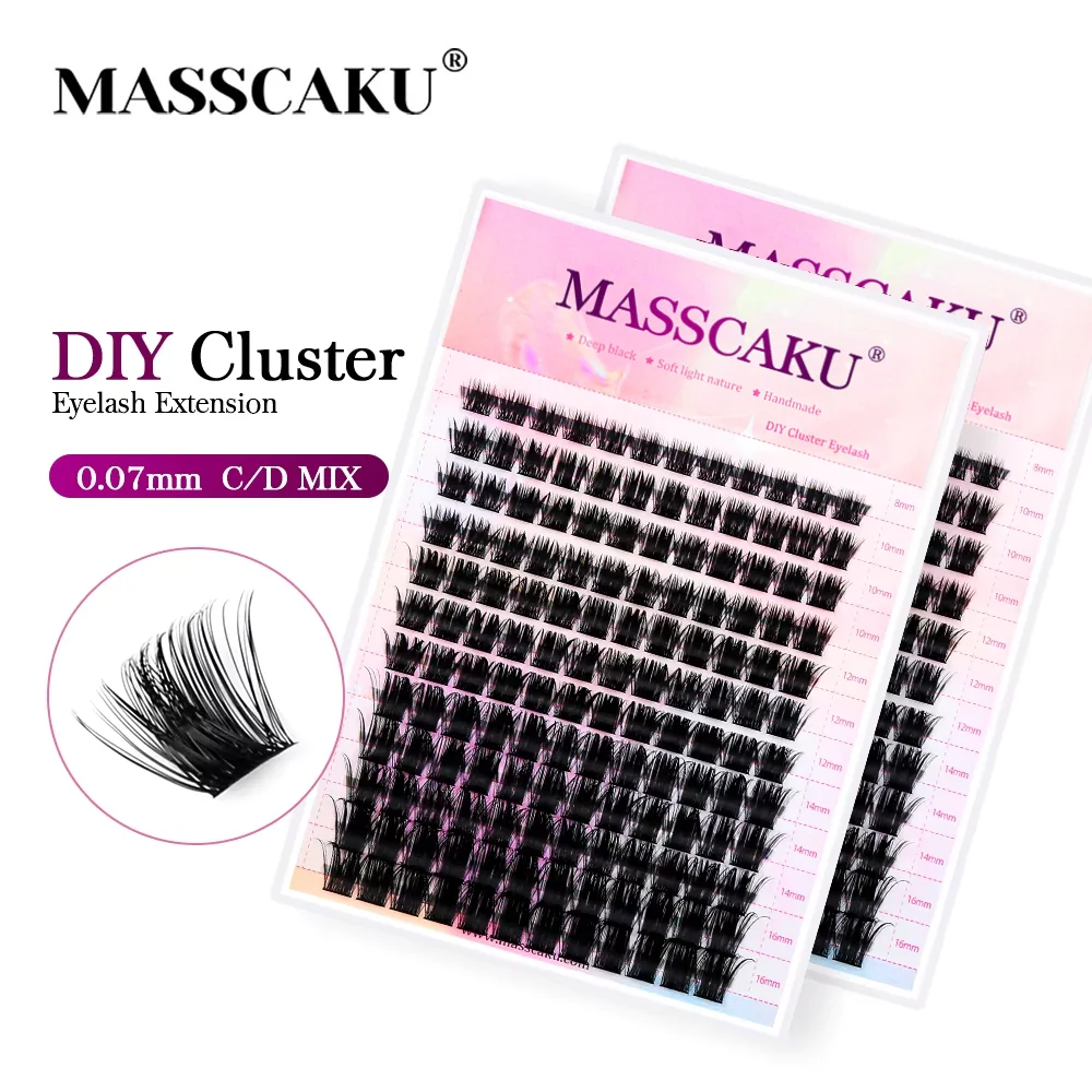 MASSCAKU DIY Wimpernbüschel, zarte Press-on Wimpern, segmentiertes Band, einfach aufzutragen, superweiche Wimpernbüschel