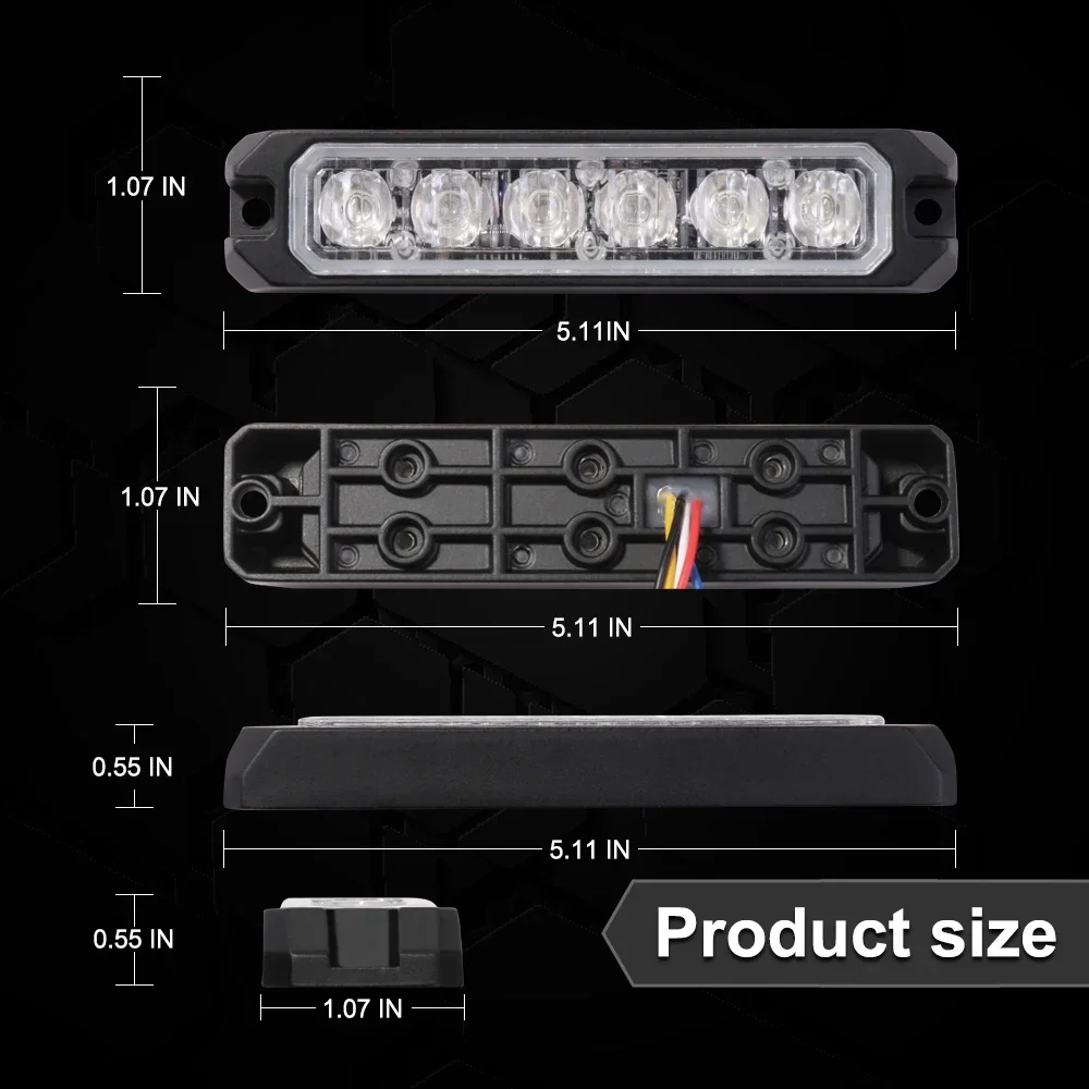 ANPWOO 방수 스트로브 라이트 LED 깜박이는 라이트, 자동차 동기화 경고등, 12V 표면 마운트 비상 차량 조명