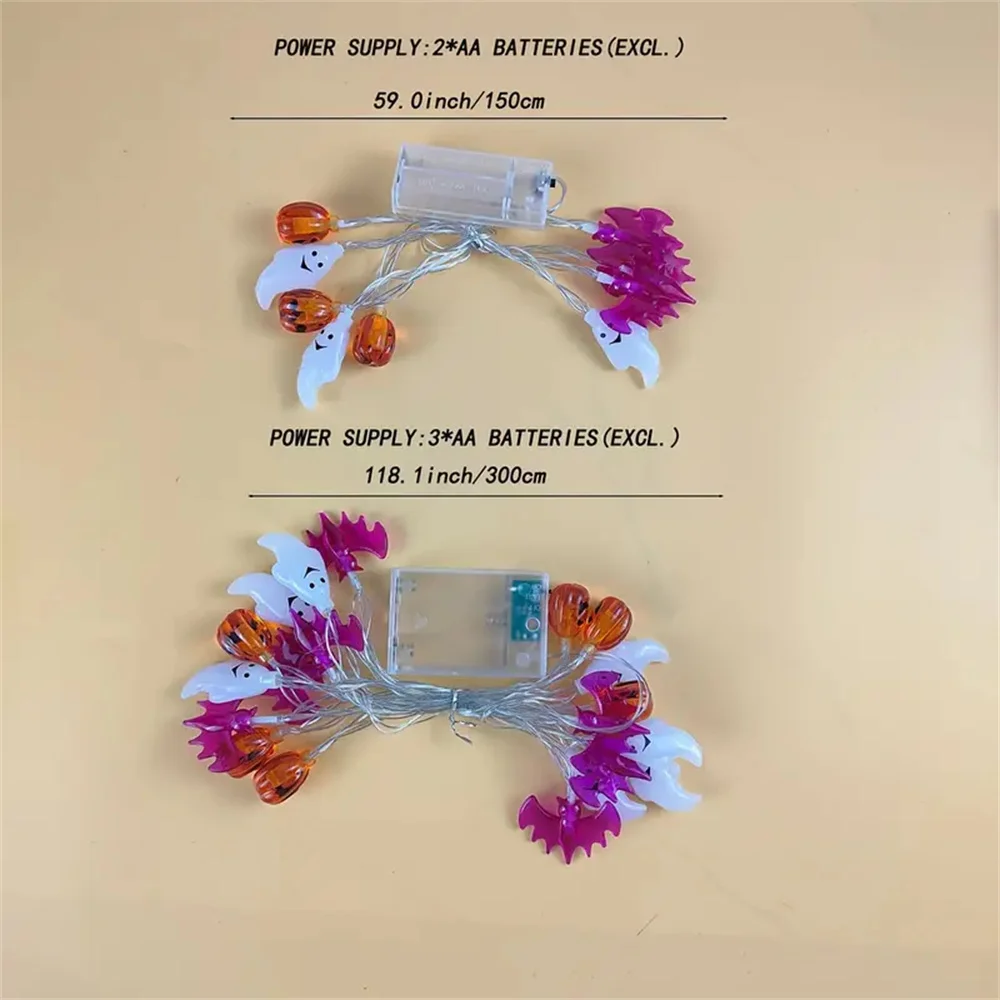 Halloween string lights pumpkin bat ghost Halloween string lights indoor home courtyard Halloween decorative lights