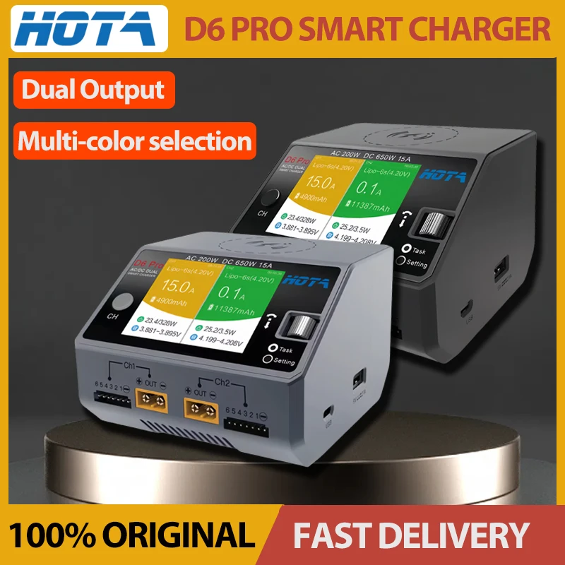 

HOTA D6 Pro Smart Charger Built in 200W power supply Dual output speed is even better Support wireless charging for mobile phone