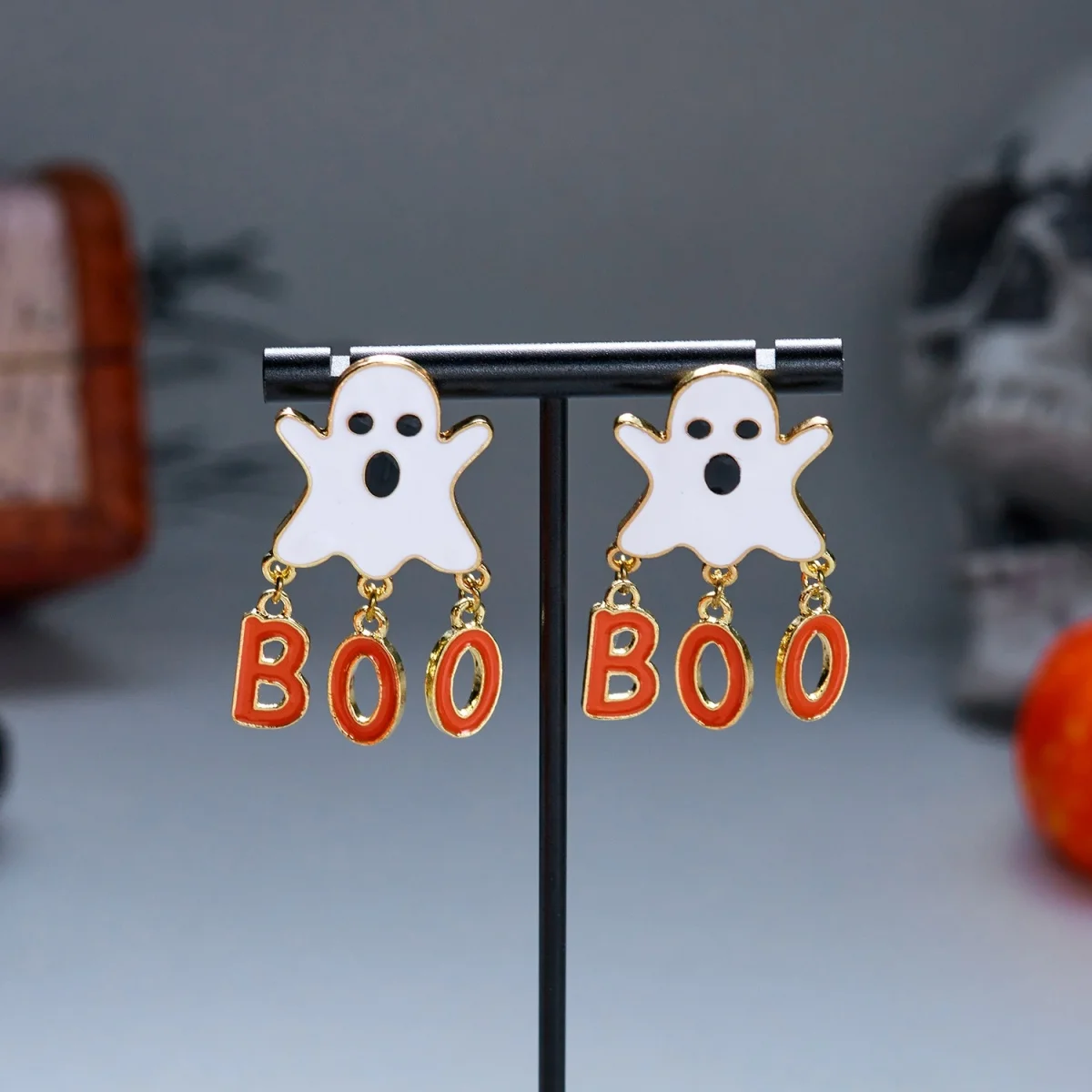 Halloween Star Lovely Antler Ghost Dangle Ohrringe für Damen und Herren, Gothic Cosplay Emaille BOO Ghost Drop Ohrringe Party Schmuck – Detail 22