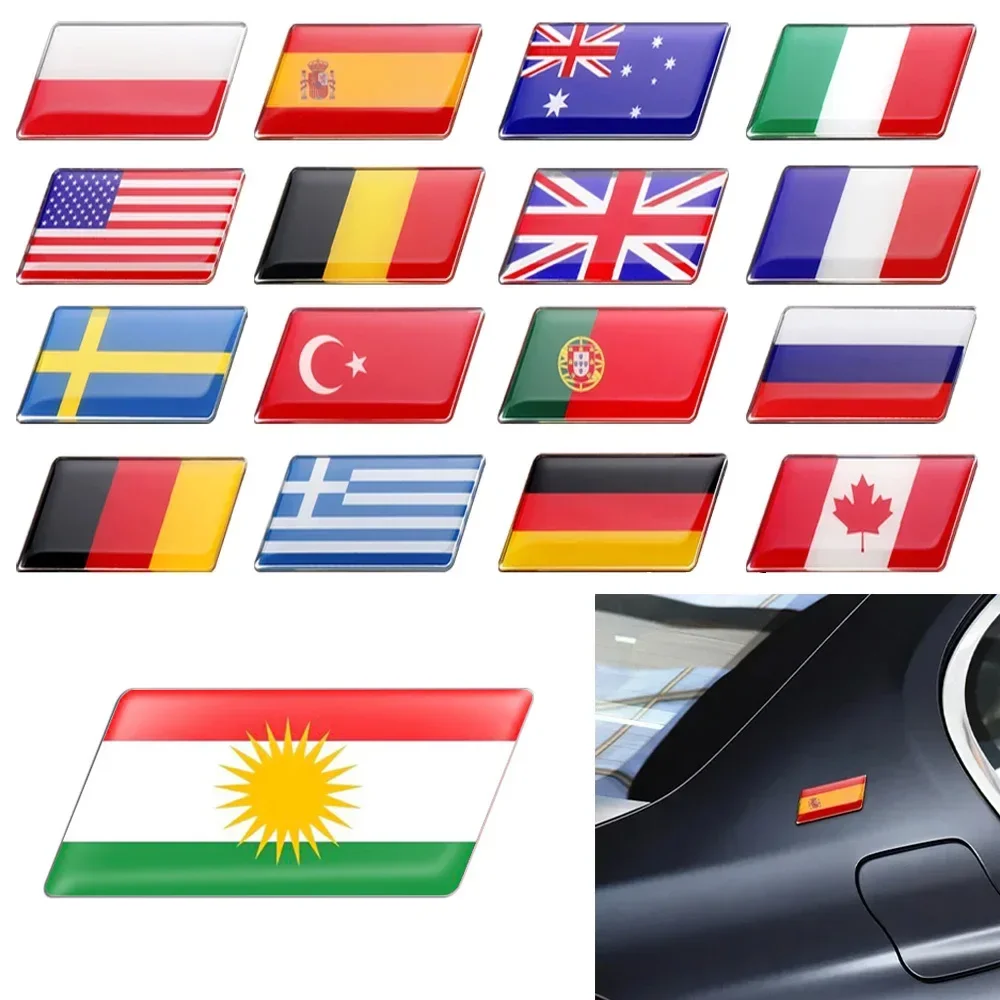 3D Epoxy Car Styling Body Trunk Decor Sticker with Bangladesh Kurdistan Israel Brazil Palestine Poland France Flag Emblem