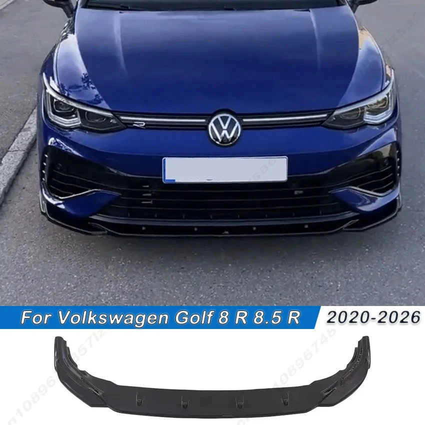 Für Volkswagen Golf 8 8.5 R 2020-2024 MAXTON Style Auto Frontstoßstange Lippe Splitter Spoiler Diffusor Karosserie-Kit Tuning Hochglanz Schwarz