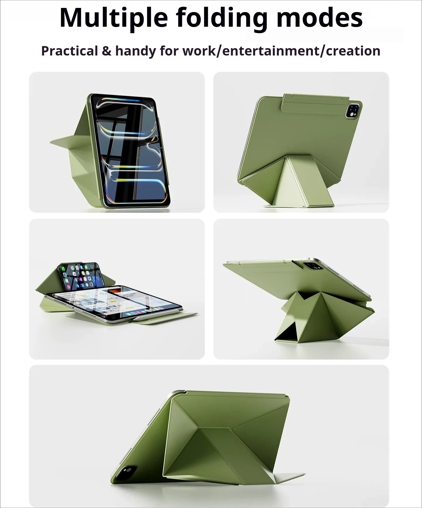 ZOYU iPad 10/11th Gen Magnetic Double-Sided Clip Case, iPad Pro 11 12.9/13 Elevated Support, Air 11 4/5/6/7/8th Gen mini 6/7 Cas