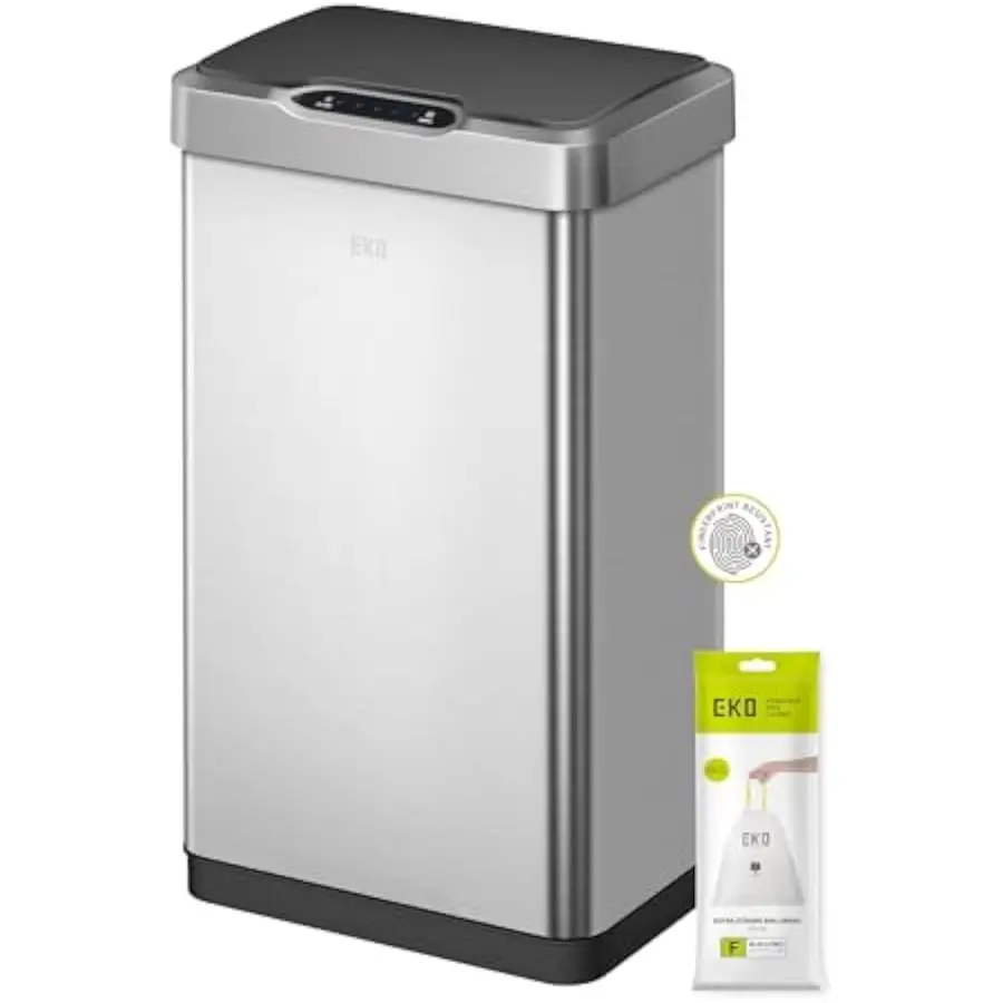 

EKO Mirage-T 50 Liter / 13.2 Gallon Touchless Rectangular Motion Sensor Trash Can, Brushed Stainless Steel Finish