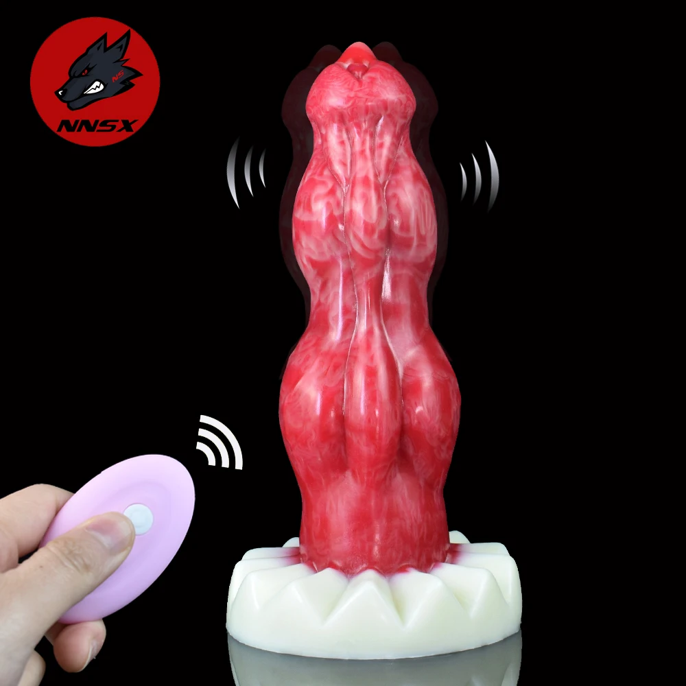 NNSX Remote Control Vibrator Big Knot Dog Dildo Fake Anal Penis Vaginal Stimulator Anal Dilator Butt Plug for Adult Sexy Toys