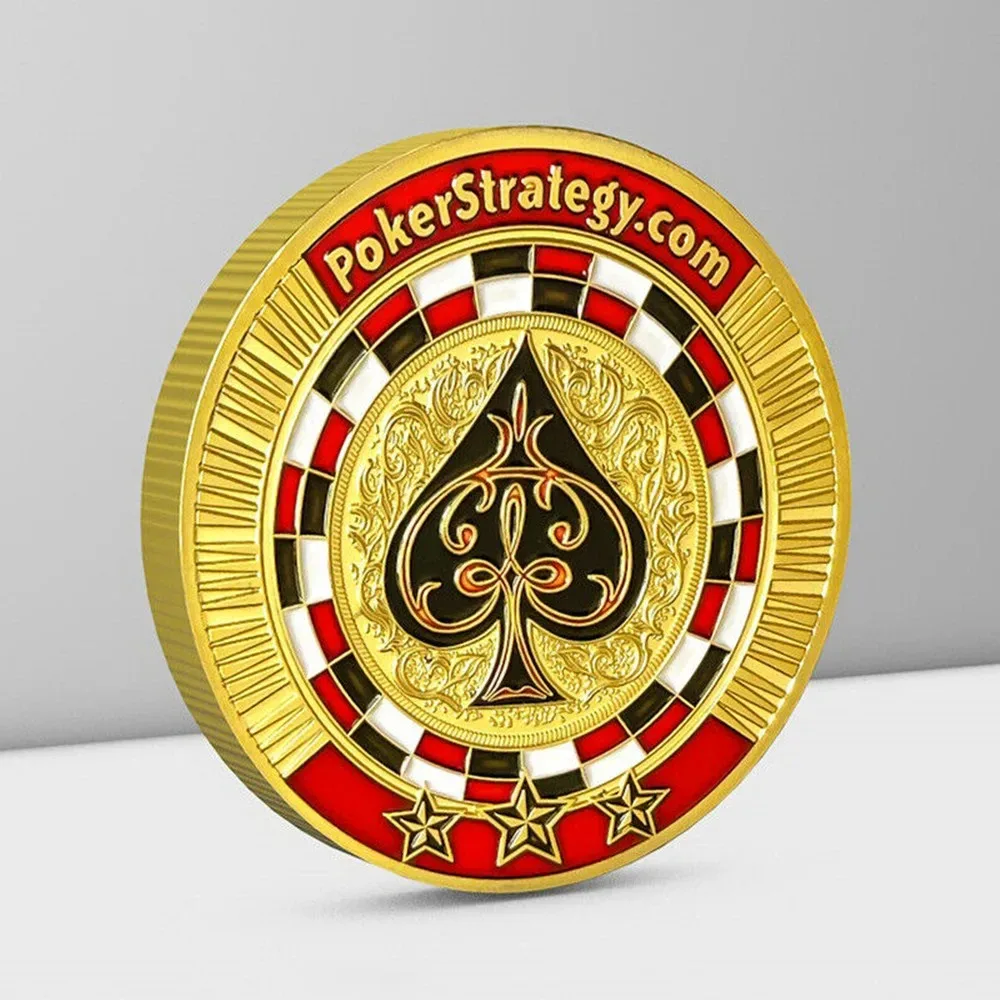 1pcs Texas Playing Cards Spades Medallion Lucky Badge Gold Lucky Commemorative Coin Holiday Gift Entertainment Accessories