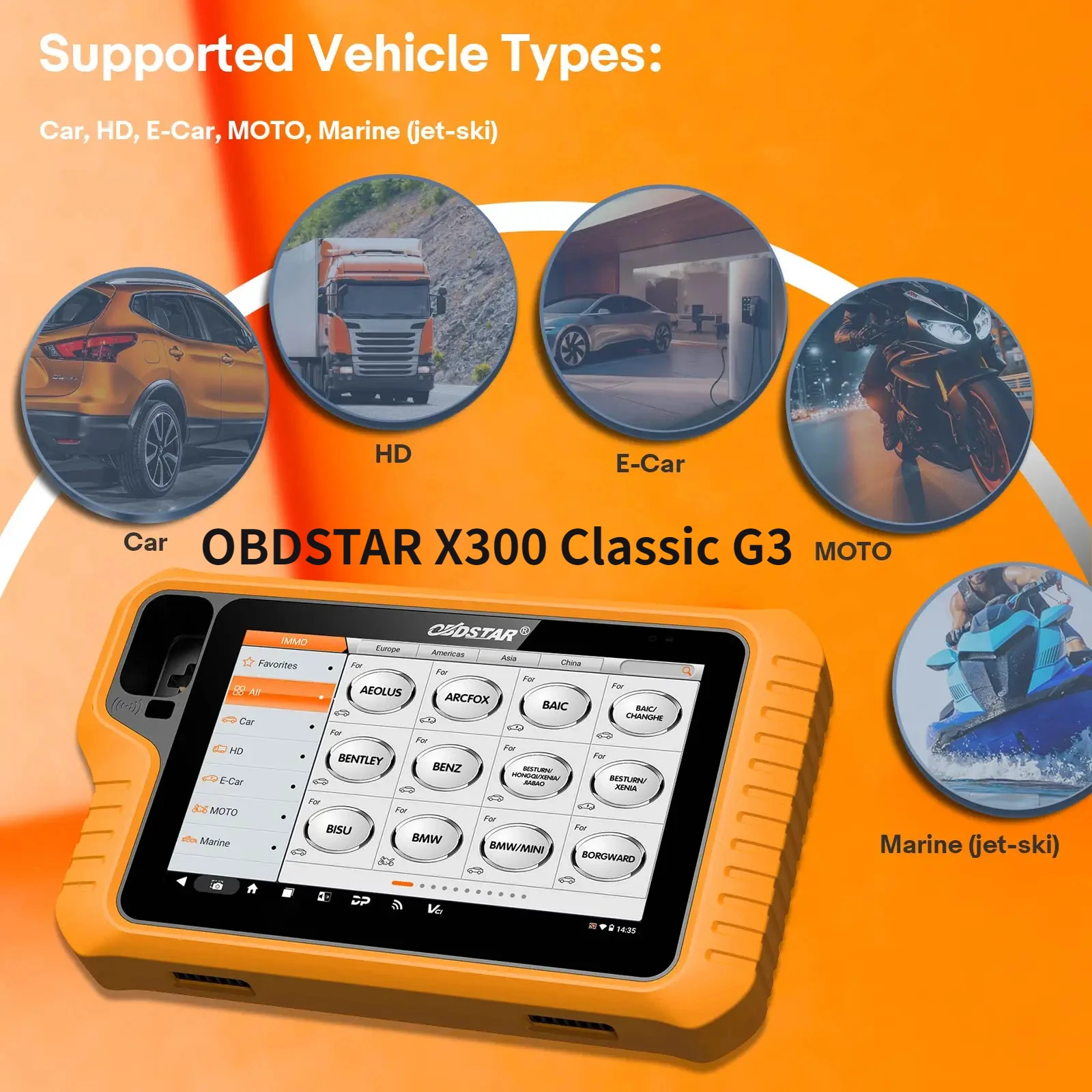 2024 OBDSTAR X300 Classic G3 Key Programmer for Car/ HD/ E-Car/ Motorcycles/ Jet Ski with Key Sim / Motorcycle Kits