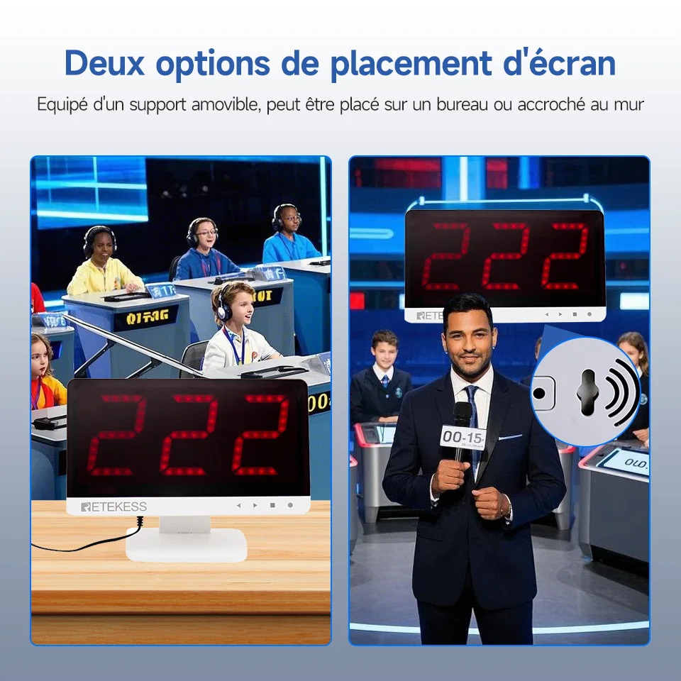 Image 7: Retekess TM101 système de buzzer game quizz de  sans fil 3 modes de réponse 4 états de couleur pour Compétition en classe Jeu Jeux en famille