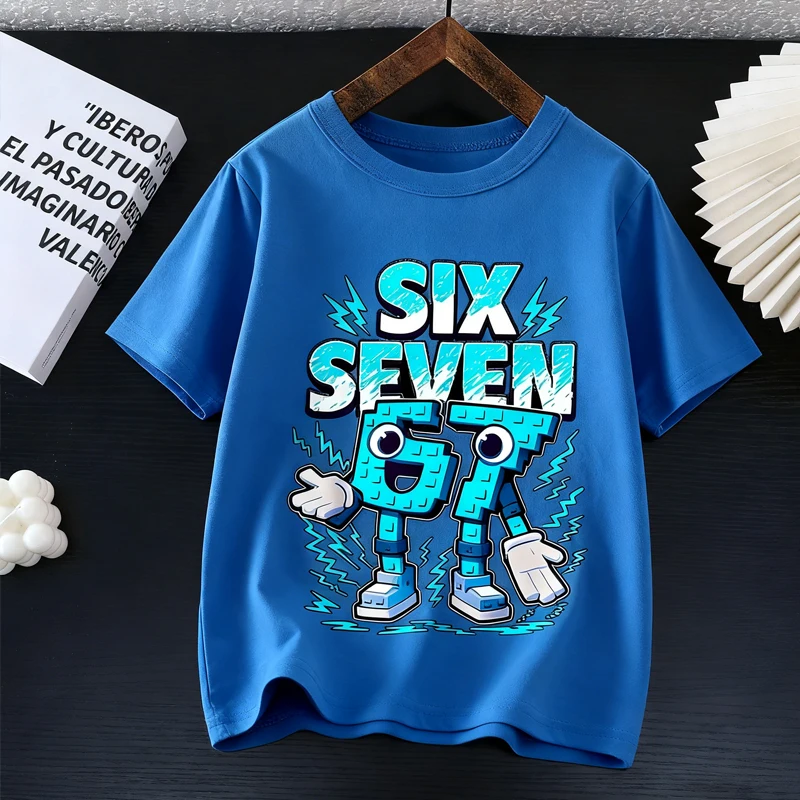 Ruba un cerveau enfants manches courtes T-Shirts dessin animé 67 Six sept hauts chemises jeu mignon filles garçons enfants vêtements d'été cadeau