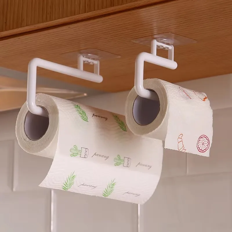 1-3pcs Kitchen Paper Roll Holder Bathroom Toilet Pape Storage Rack Towel Rack Cabinet Rag Hanging Holder Self-Adhesive Kitchen