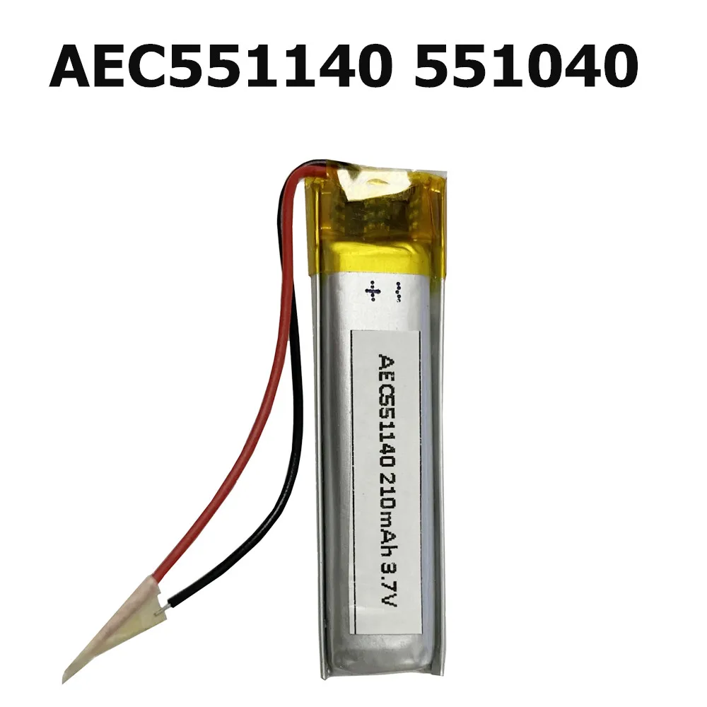 3.7V AEC551140 210mAh Lithium Polymer Rechargeable Li-ion Battery Bluetooth earphone recording pen 501140X 501040 551040 551140