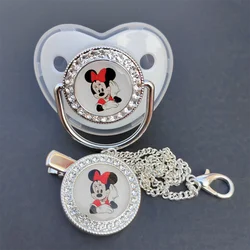 Stitch Simba Minnie Mouse Image Silver Bling Nipple Chain Rhinestone Cute Soft Silicone for Newborn 0-24m Babies Boy Girl Gifts