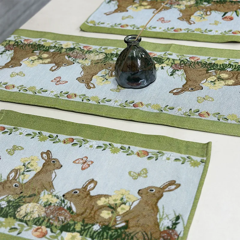 American Style Canteen Rabbit Table Runner Festival Tablecloth TV Cabinet Table Cover Towel Placemats Set Dining Room Decor 1Set