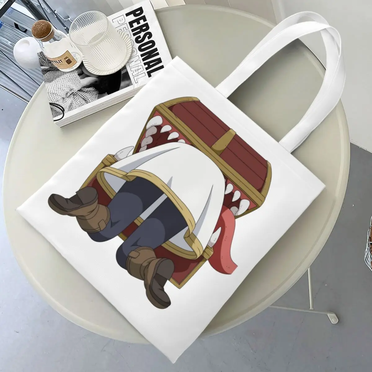 Frieren Trapped In A Mimic Canvas Tote Bag Fashion Large Capacity Shopping Bag Frieren Beyond Journey's End Daily Bags