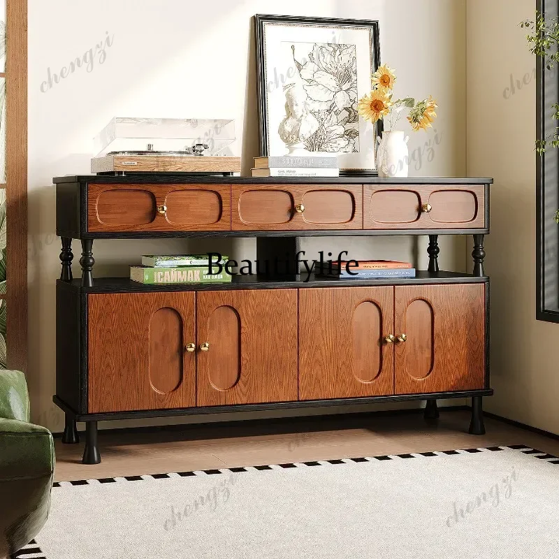 Y136 French medieval ash wood household all solid wood side cabinet living room decorative cabinet