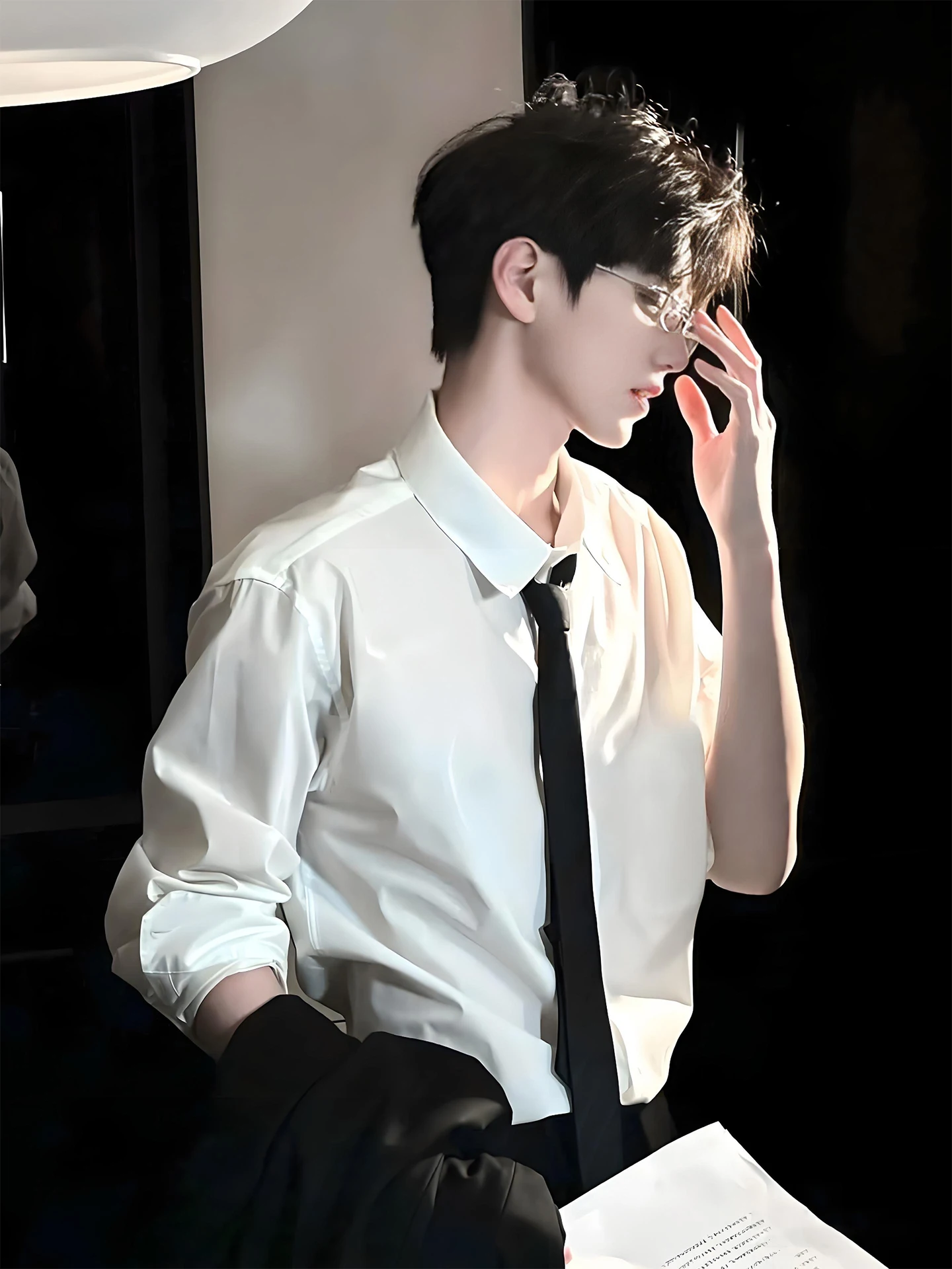 Black Long Sleeve Shirt Men's Style Premium Feeling Suit Inner Wear Neapolitan Godfather Shirt Jacket Casual Loose Fit Button...