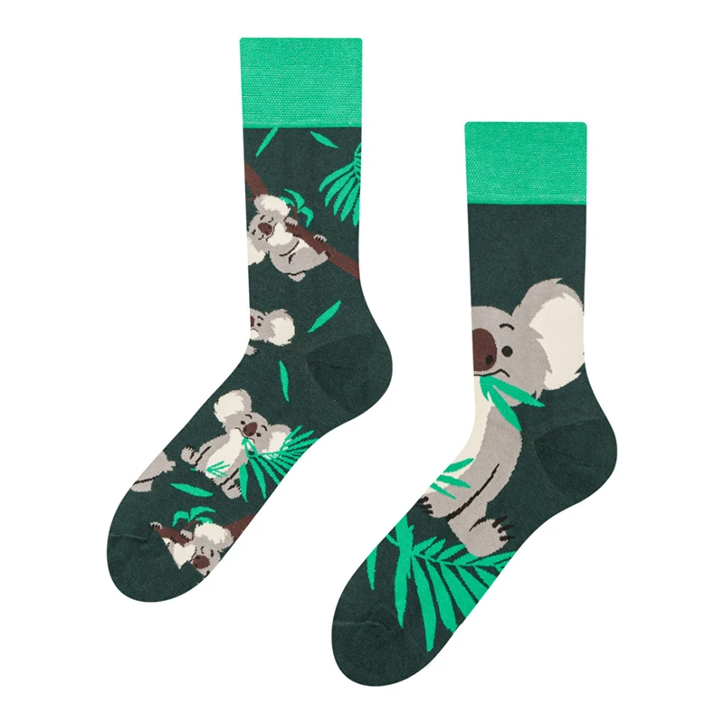 Funny Koala Cute Animals Cotton Socks Unisex Cartoon AB Trend Irregular Crew Socks Women Men Novelty Long Soft Chic Socks Gifts