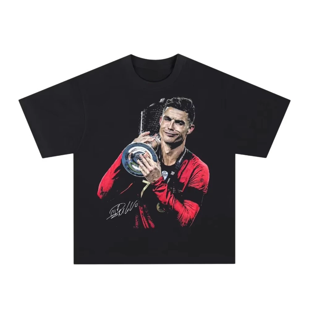 2026 New CR7 Family Matching Oversized Unisex Streetwear TShirt Retro Sports Athlete Portrait Graphic Vintage Hip Hop Short Tops