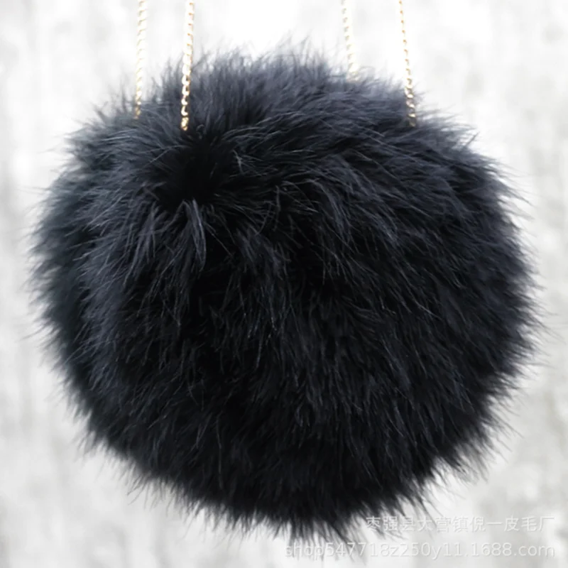 Luxury Women Ostrich Feather Evening Bags Female Party Wedding Dress Shoulder Clutch Fairy Pearl Chain Handbag Purses