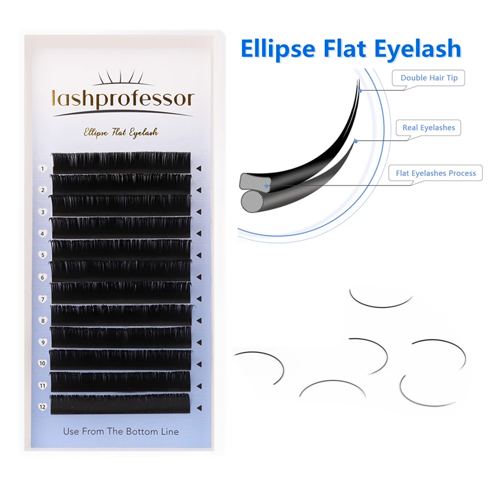

Ellipse Flat Volume Eyelash Extensions Double Split-tips Matte Dark Black 0.15/0.20mm C/CC/D/DD Flat Shape Lashes Lashprofessor