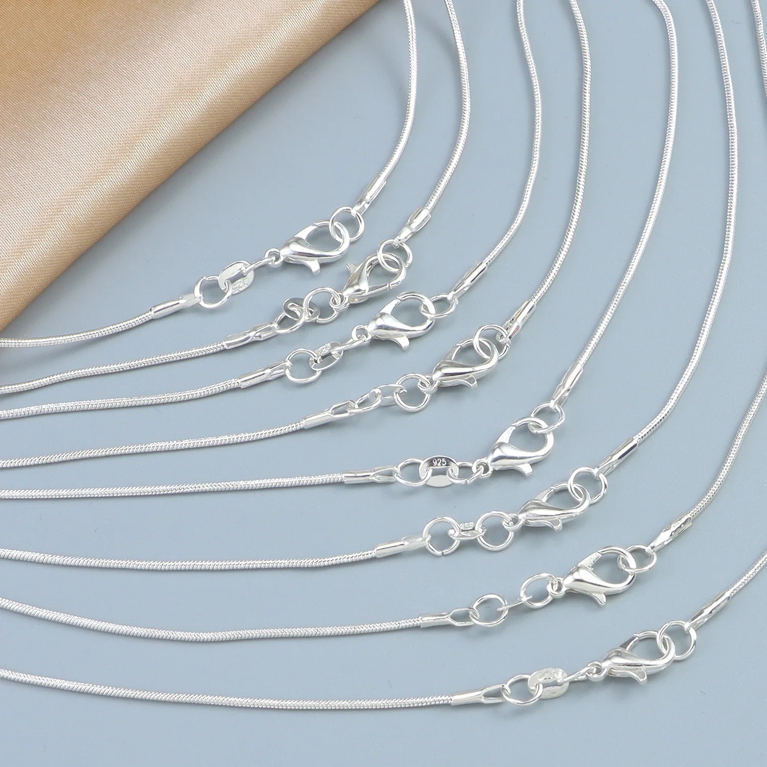 

3pcs/pack 925 Sterling Silver Snake Chain Necklaces 16-30inches Women's Fashion Jewelry Wholesale