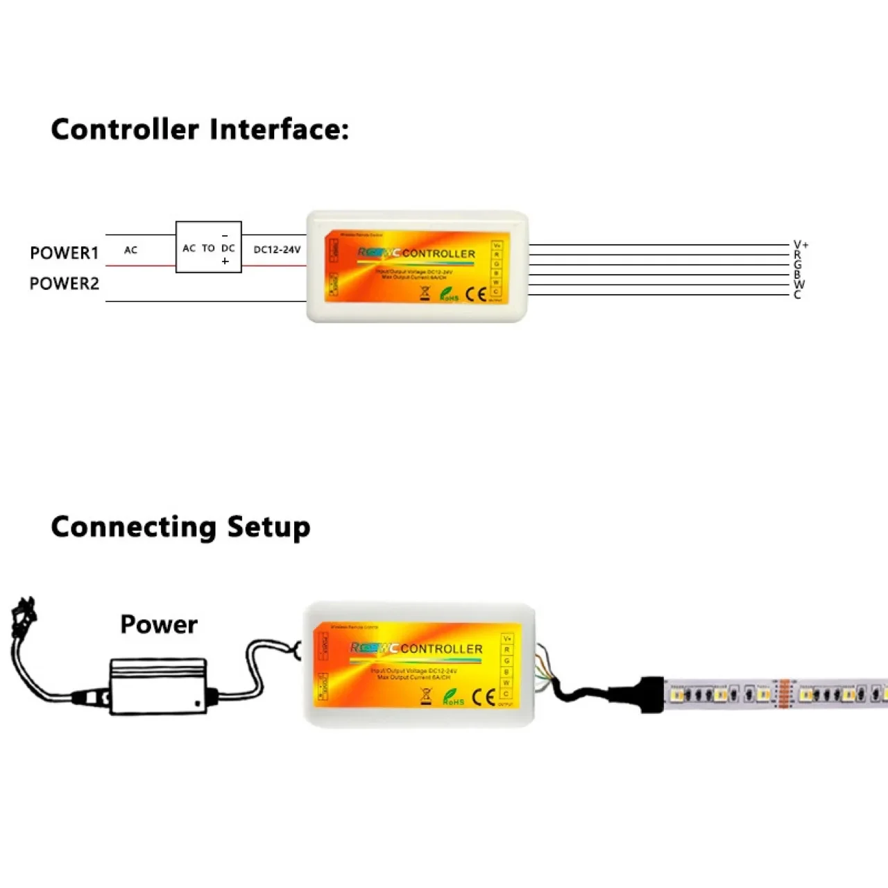 DC12-24V RGB RGBW RGBWC LED Controler 2.4G RF Touch Screen Remote Control 18A Dimming Switch For 5050 3528 5630 LED Strip Tape