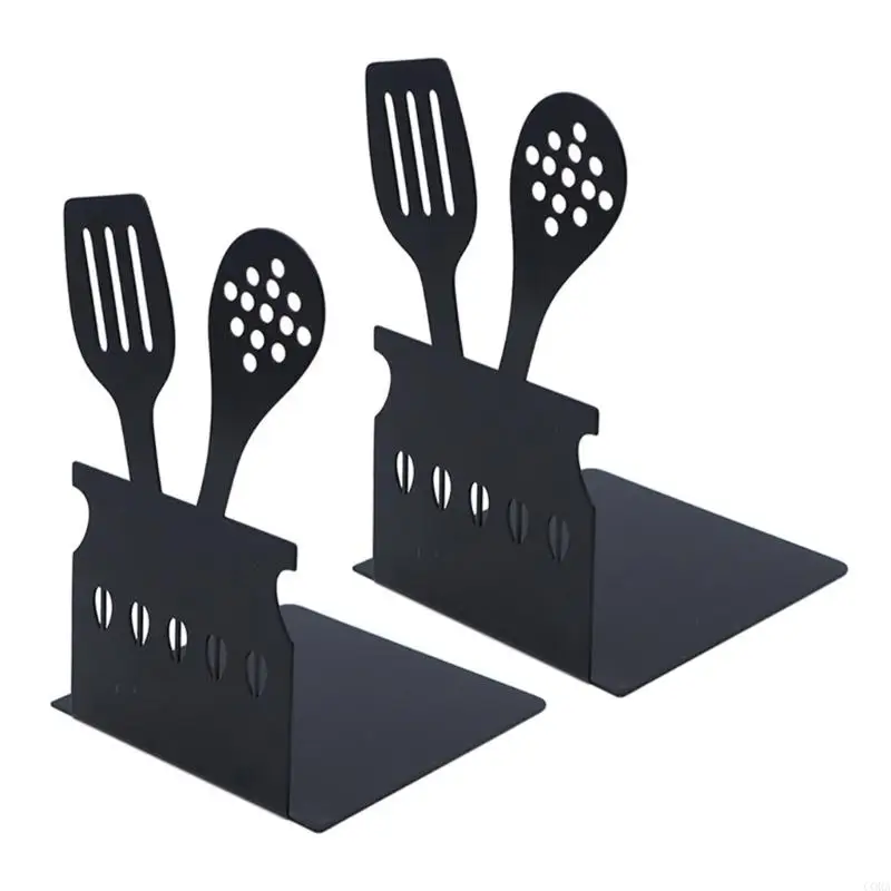 CORA 2Pcs Kitchen Utensil Iron Bookends Decorative Book Stopper For Office Desk