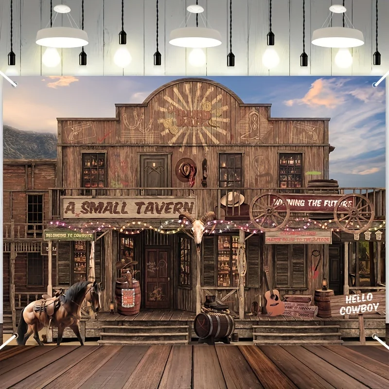 Western Party Background Western Cowboy Party Decor Supply Wild West Decor Log Cabin barn photo background