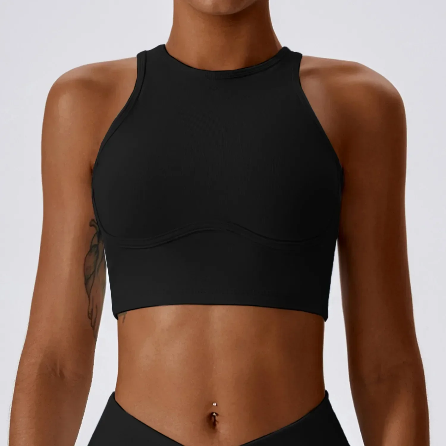 Al feminino roupas esportivas cortar volta yogo sutiã anti-choque com nervuras colheita tanque superior correndo fitness esportes treino colete mulher underwea