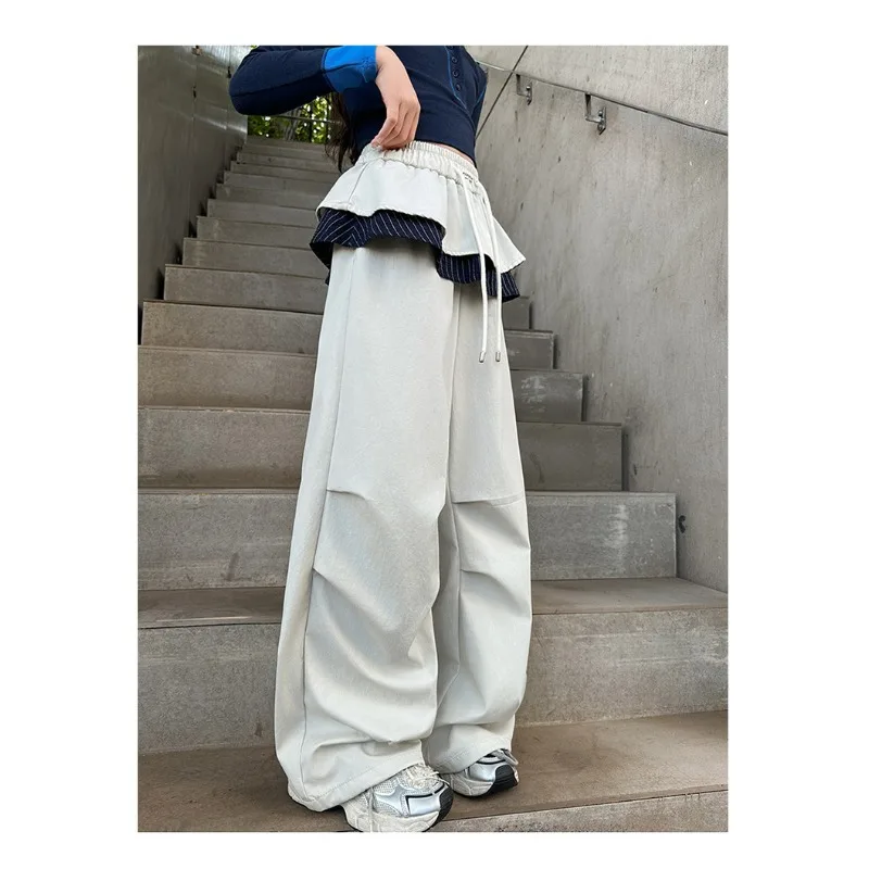 Gerade Hosen für Kinder und Mädchen von UNITIM, 4–14 Jahre, Patchwork-Hosen für Kinder und Mädchen, lockere, lässige Hosen für junge Teenager, Mädchen mit weitem Bein – Detail 14