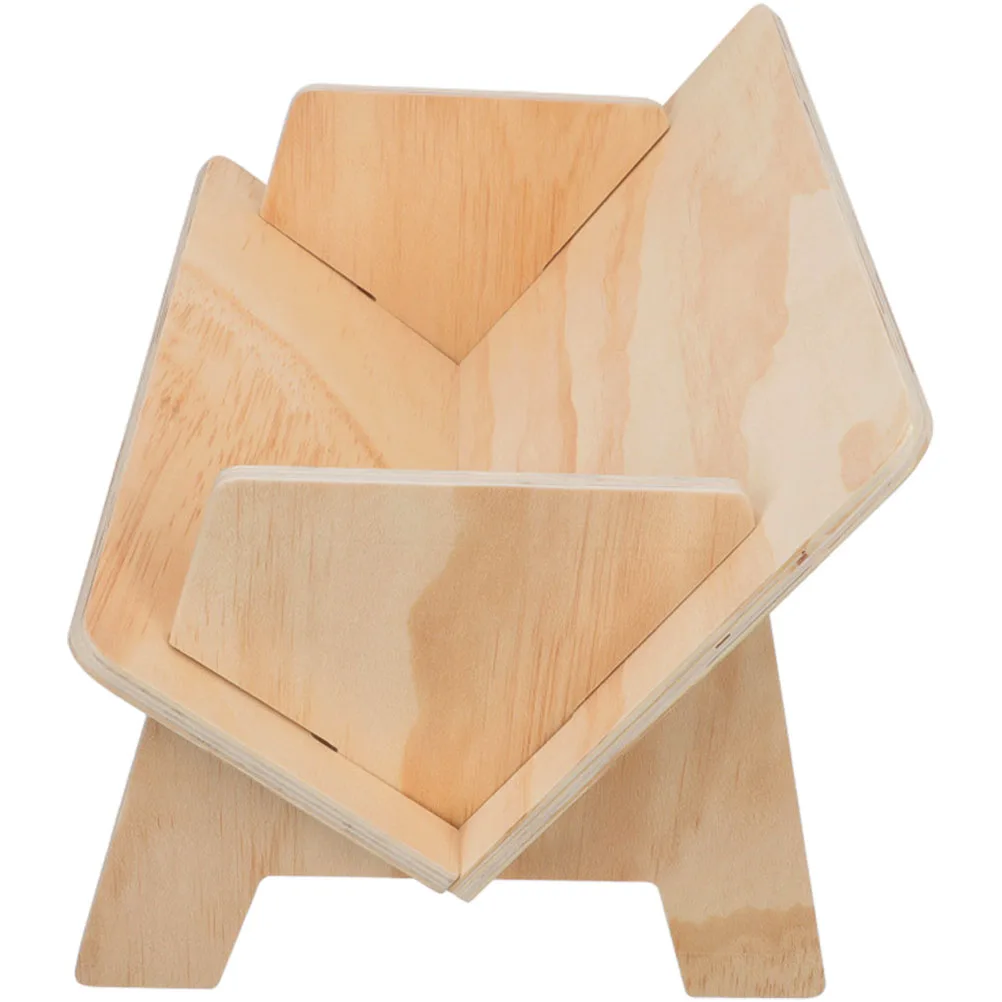 

Wooden Book Storage Rack Desktop Sloping Organizer Shelf Home Office Bedroom Magazine Stand Natural Texture Simple Assembly