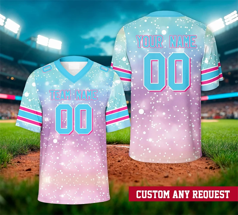 

Модные голографические футбольные майки с радужным рисунком, модные футболки с индивидуальным именем и номером команды, свободные дышащие спортивные футболки