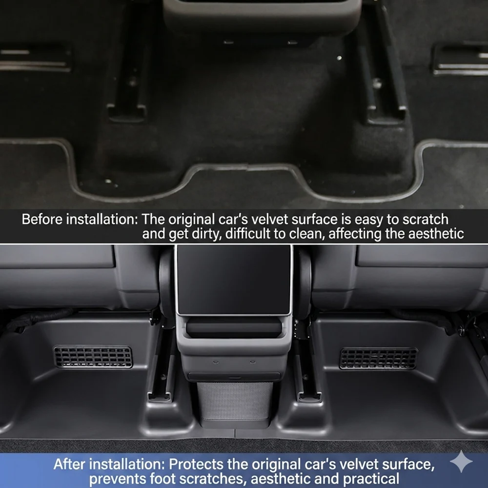 First Row Under Seat TPE Seat Slide Rail Guard for Tesla Model Y L LWB 2026 Model YL Long Wheelbase Bottom Corner Protector Mats