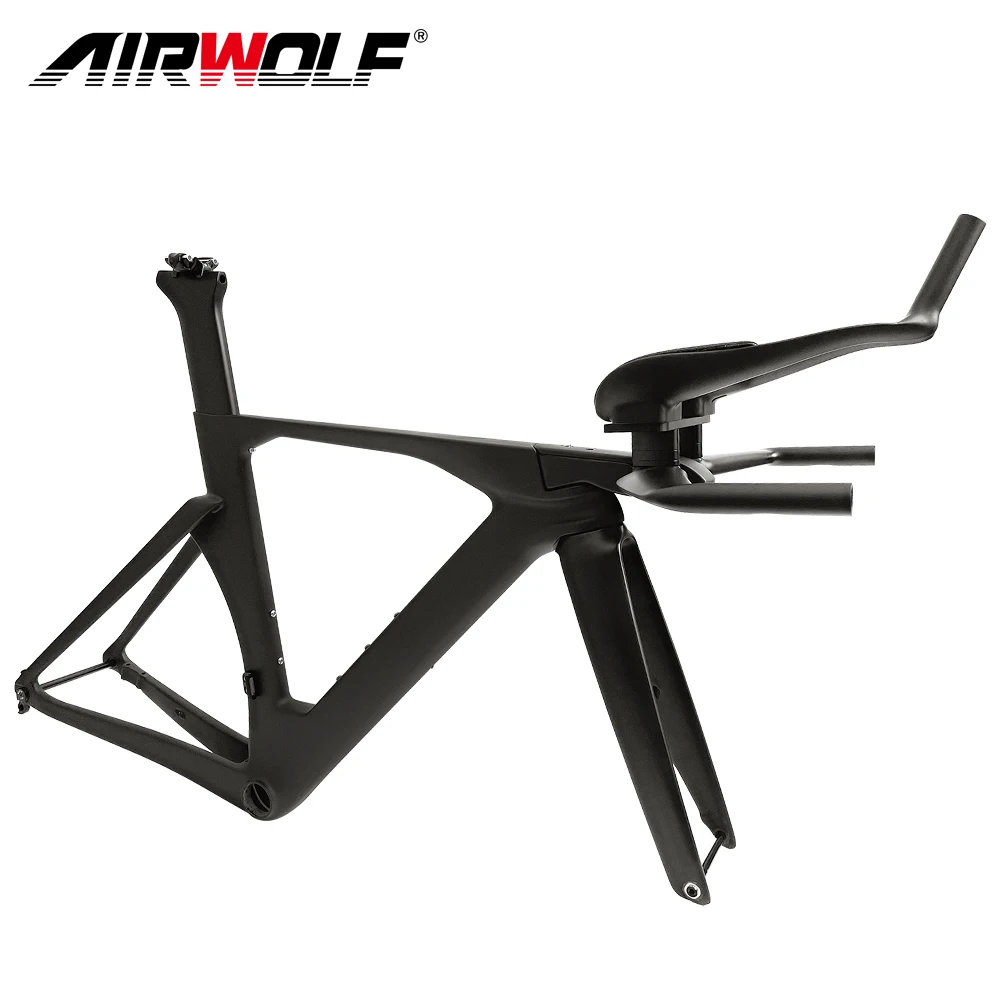 2024 New Carbon TT Bike Frame Aero Triathlon Bike Frameset Disc Brake V Brake Time Trial Frame Set Rest TT Handlebar Clip