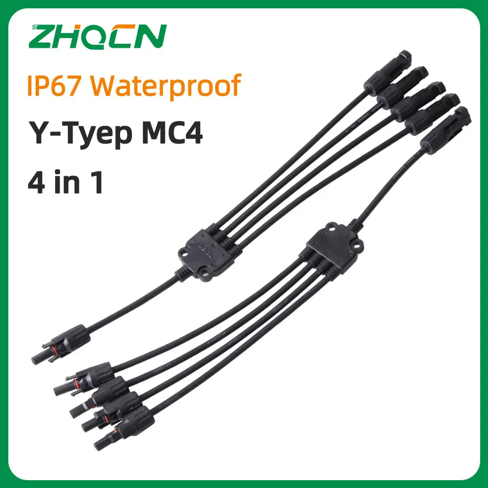 

ZHQCN PV Connector 30A Solar Connector 4Y Branch Parallel Connection Wire for Solar 4 In 1 Out